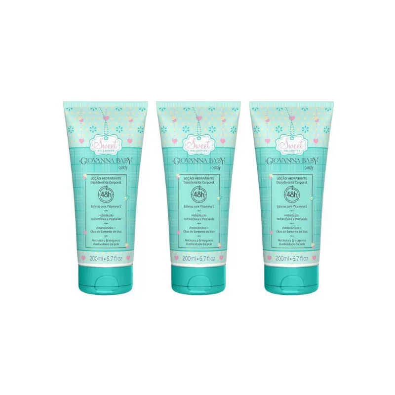 Hidratante Corporal Giovanna Baby 200Ml Candy Verde - Kit3Un
