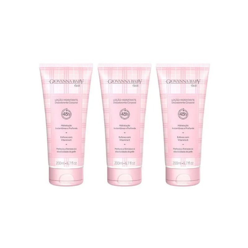 Hidratante Corporal Giovanna Baby 200Ml Classic Rosa Kit3 Un