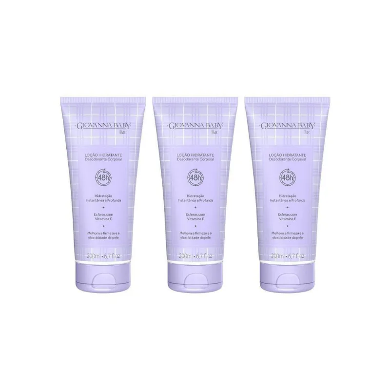 Hidratante Corporal Giovanna Baby 200Ml Lilas - Kit Com 3Un