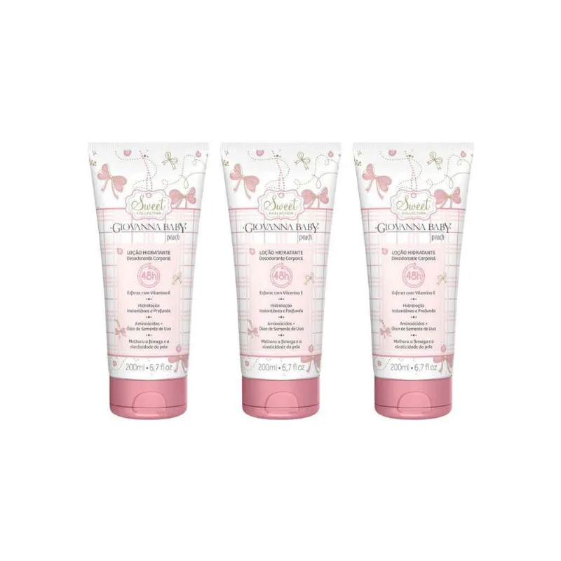 Hidratante Corporal Giovanna Baby 200Ml Pêssego - Kit 3Un