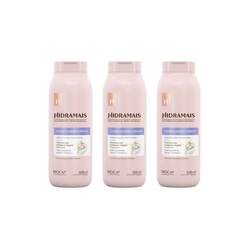 Hidratante Corporal Hidramais 500Ml Algodao/Omega Kit 3Un