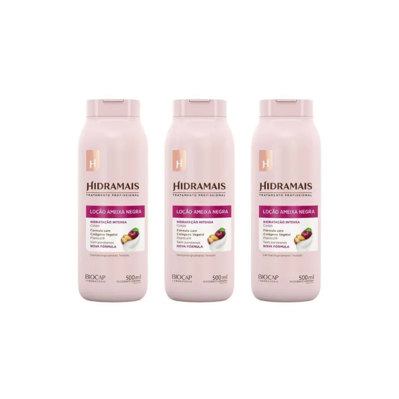 Hidratante Corporal Hidramais 500Ml Ameixa Negra Kit 3Un