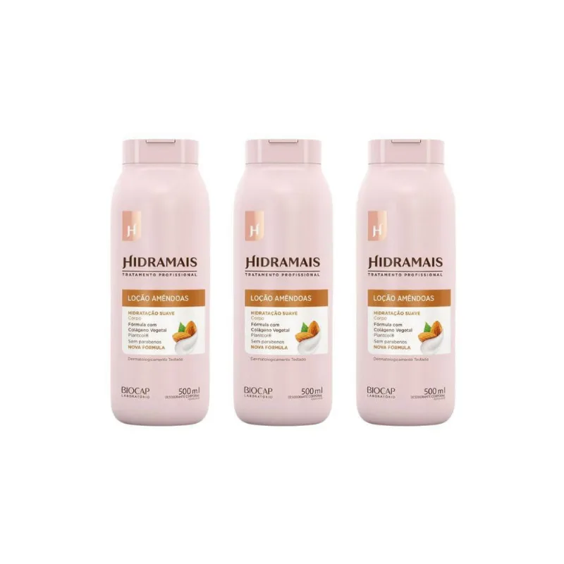Hidratante Corporal Hidramais 500Ml Amendoas - Kit Com 3Un