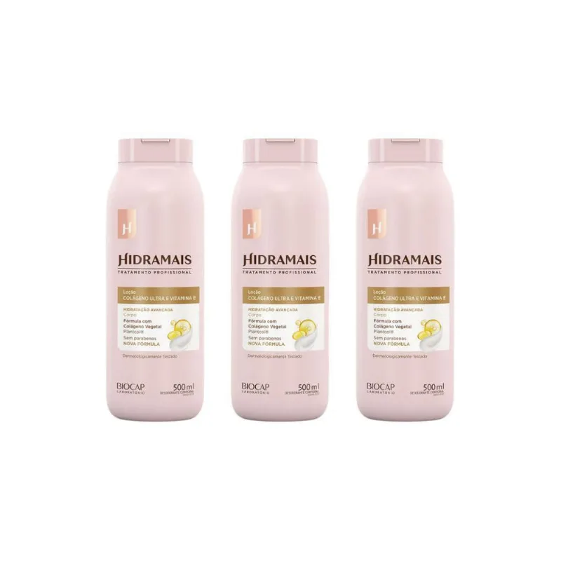 Hidratante Corporal Hidramais 500Ml Colageno E Vit Kit 3Un