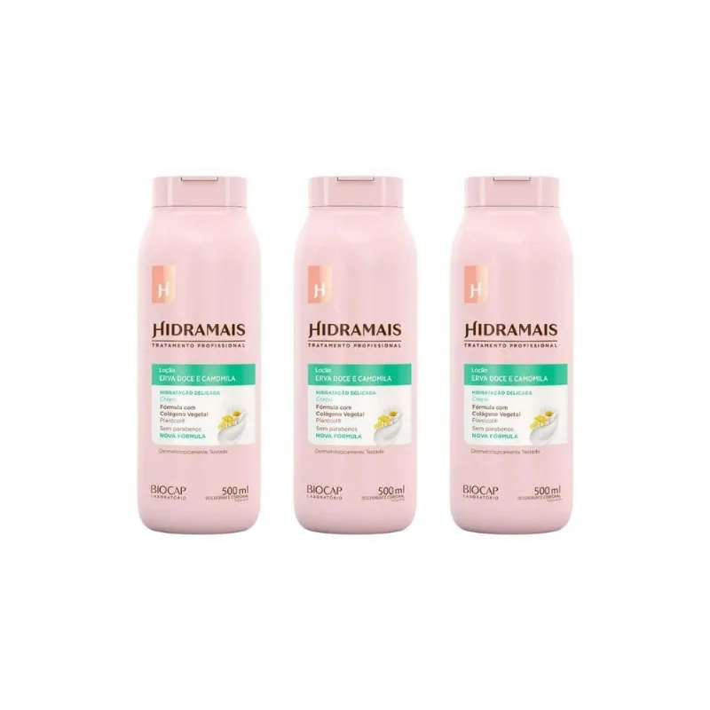 Hidratante Corporal Hidramais 500Ml Erva Doce Kit 3Un