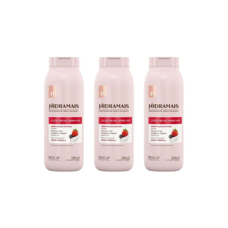 Hidratante Corporal Hidramais 500Ml Frutas Vermel-Kit C/3Un