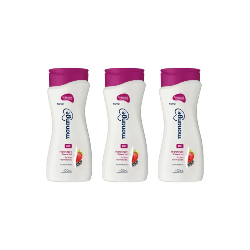 Hidratante Corporal Monange 400ml Frutas Vermelhas-Kit C/3un