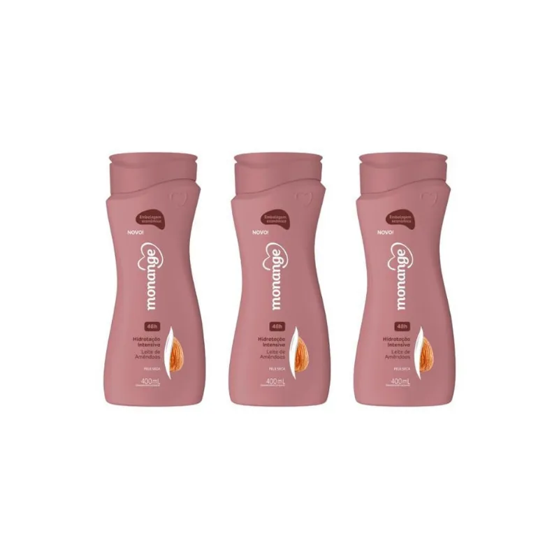 Hidratante Corporal Monange 400Ml Leite Amendoas-Kit C/3Un
