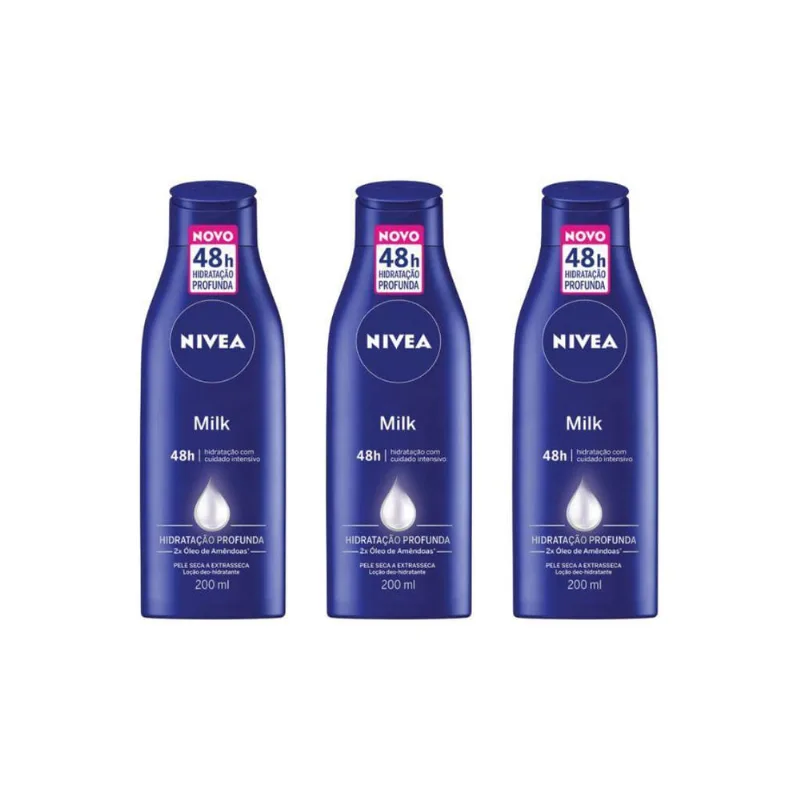 Hidratante Corporal Nivea 200Ml Milk Extra Seca - Kit 3Un