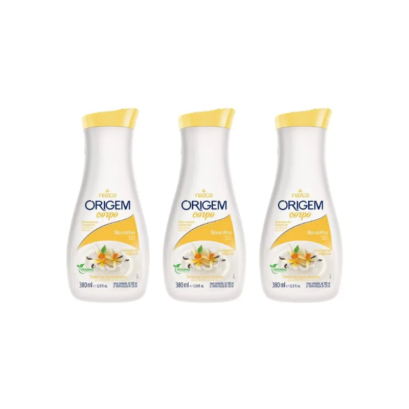 Hidratante Corporal Origem 380ml Baunilha - Kit c/ 3un