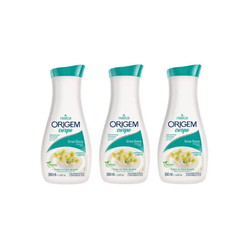 Hidratante Corporal Origem 380Ml Erva Doce - Kit Com 3Un