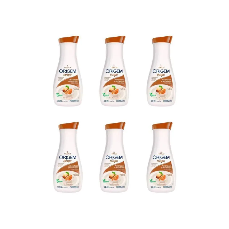 Hidratante Corporal Origem 380Ml Macada/Amendoas - Kit C/6Un
