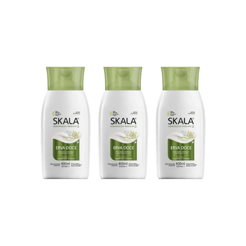 Hidratante Corporal Skala 400ml Erva Doce-Kit C/3un