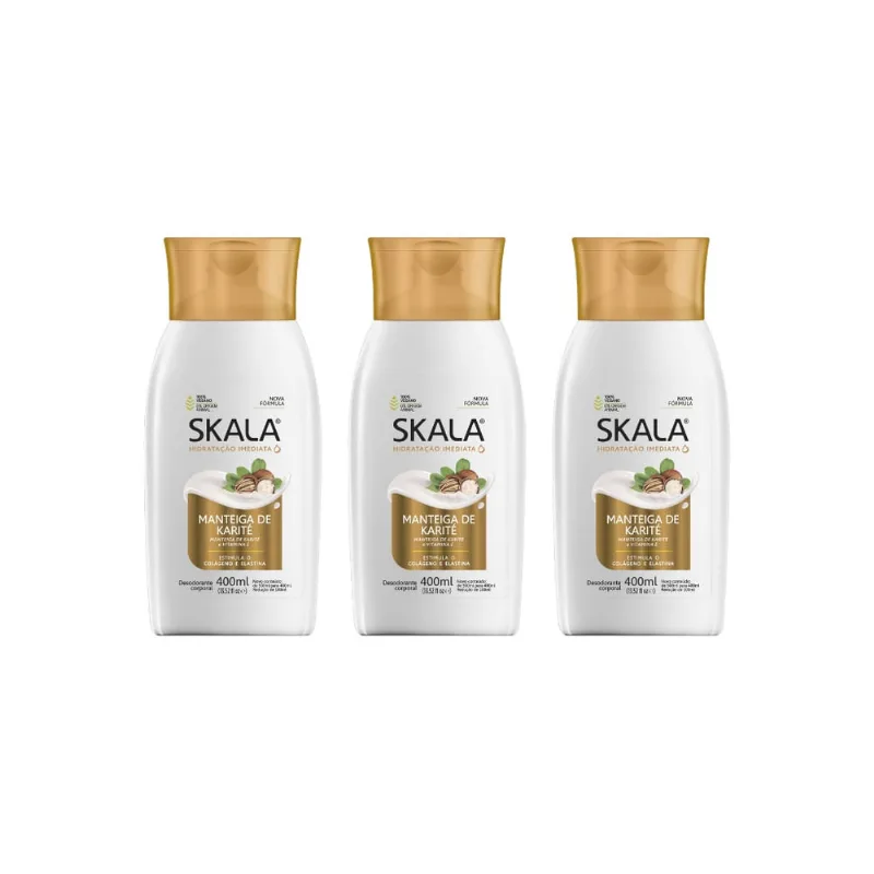 Hidratante Corporal Skala 400ml Manteiga de Karité-Kit C/3un