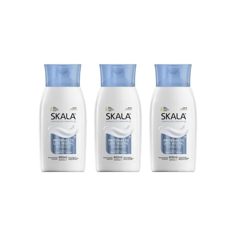 Hidratante Corporal Skala 400Ml Prote De Leite Veg-Kit C/3Un