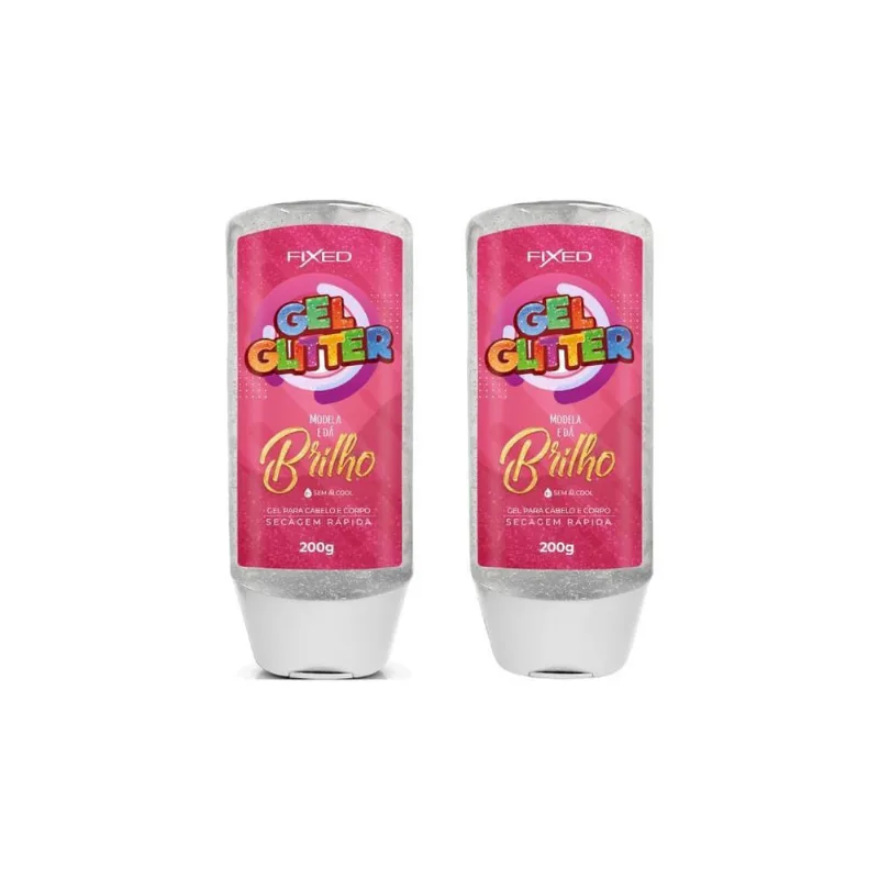 Gel Cabelo E Corpo Fixed Com Glitter Incolor 200G-Kit /2Un
