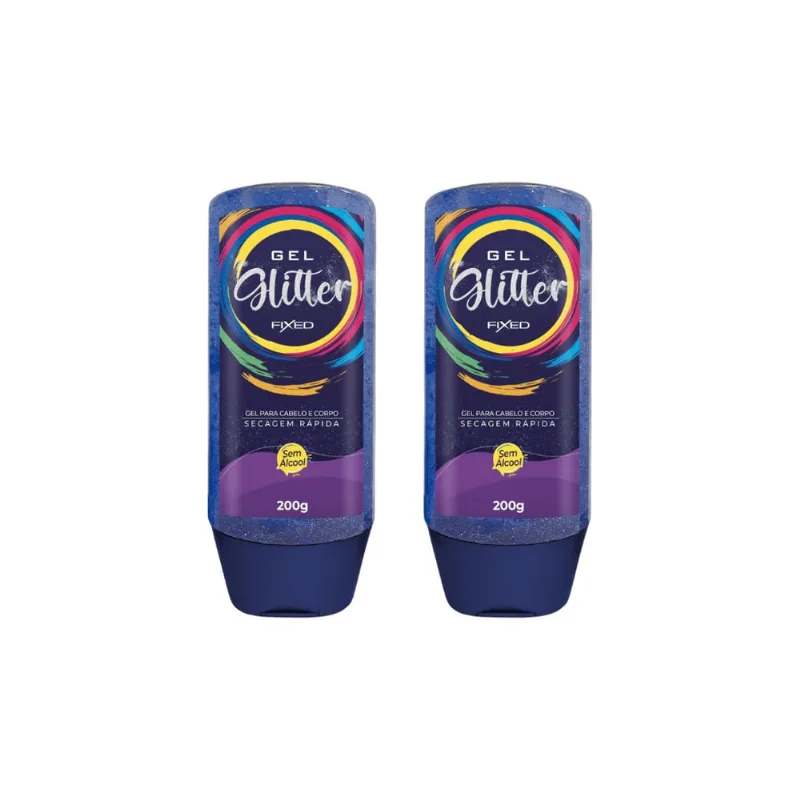 Gel Cabelo e Corpo Fixed Com Glitter Roxo 200g-Kit C/2un
