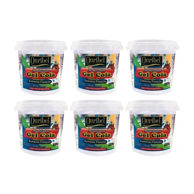 Gel Cola Fixador Ouribel 220g - Kit c/ 6un