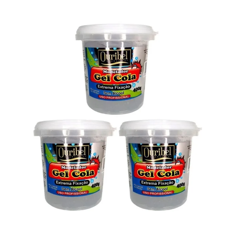 Gel Cola Fixador Ouribel 400G - Kit Com 3Un