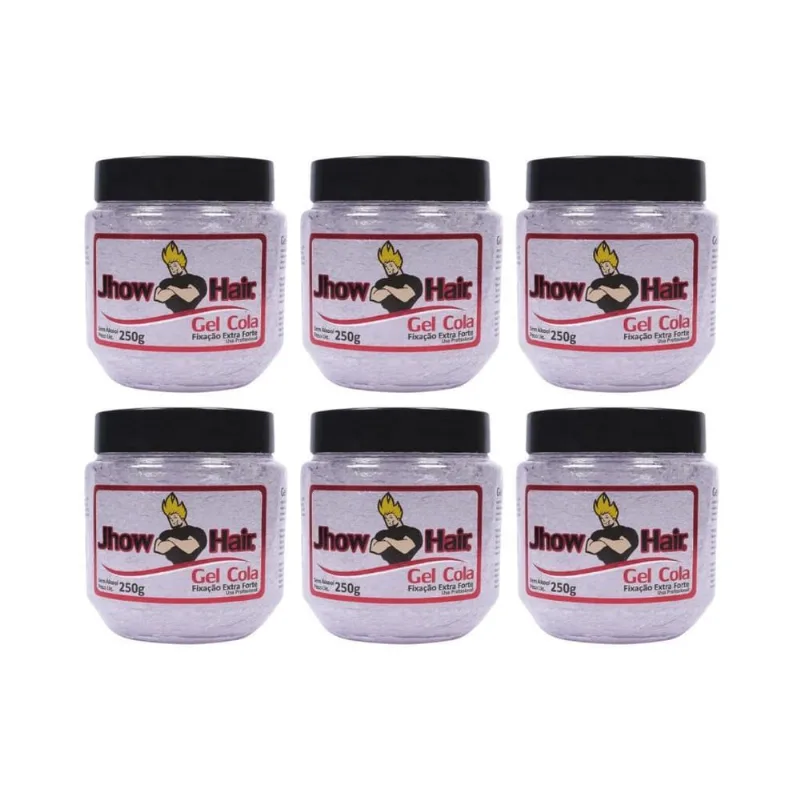 Gel Cola Jhow Hair 250G Extra Forte - Kit Com 6Un