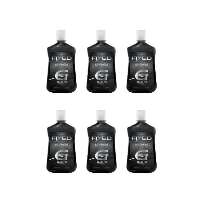 Gel Fixador Fixed Black Fixaçao 6 Preto 500G-Kit C/6Un