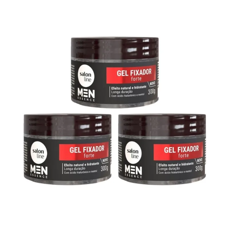 Gel Fixador Salon Line Men Forte 300G - Kit Com 3Un