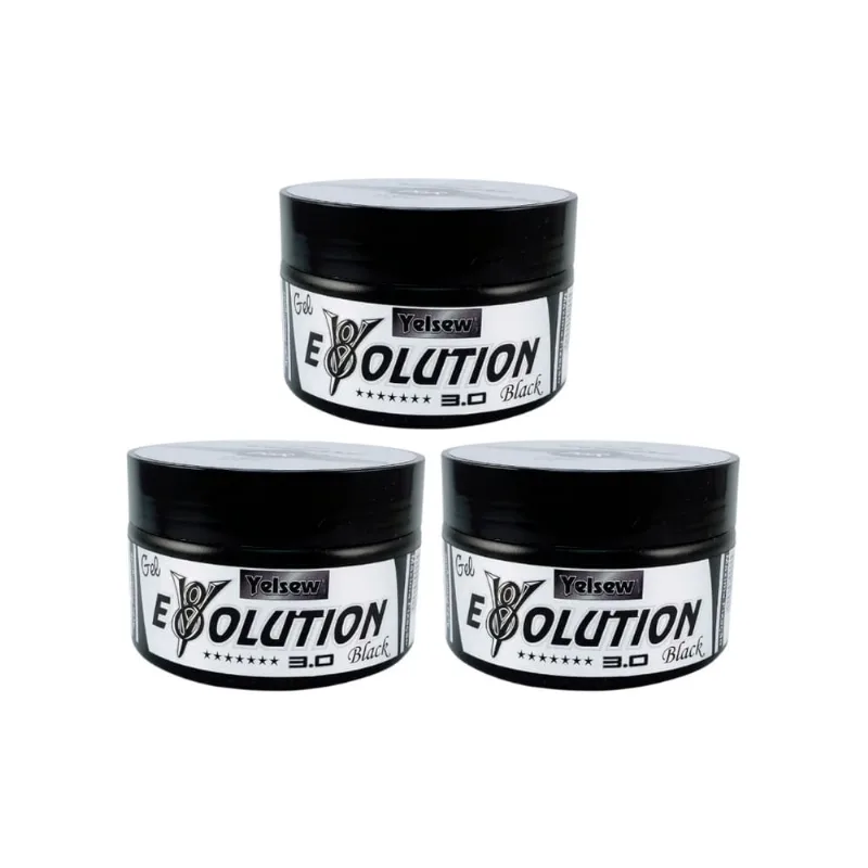 Gel Fixador Yelsew Evolution Black 240g - Kit c/ 3un