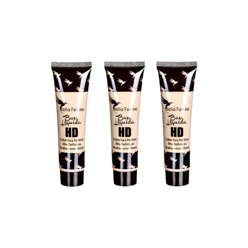 Base Bella Femme Liquida HD 30ml Ref Bf10008A N 03 - Kit c/ 3un