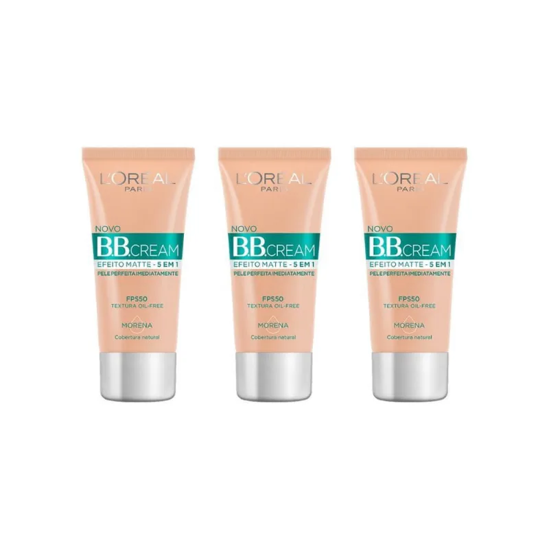 Base Loreal Bb Cream 30Ml Matte Cor Morena-Kit C/3Un