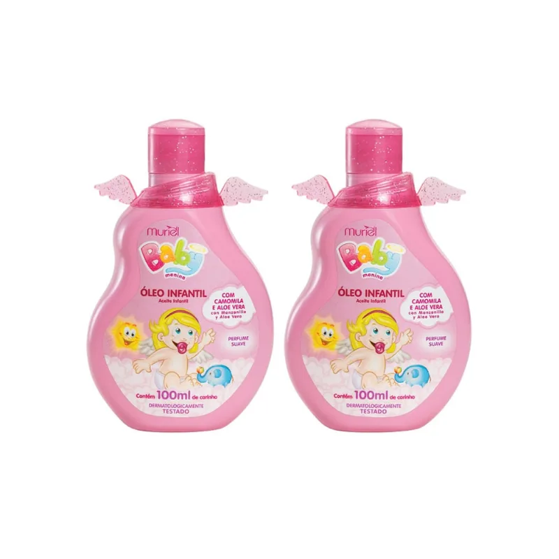 Oleo Corporal Muriel Baby 100ml Rosa - Kit c/ 2un