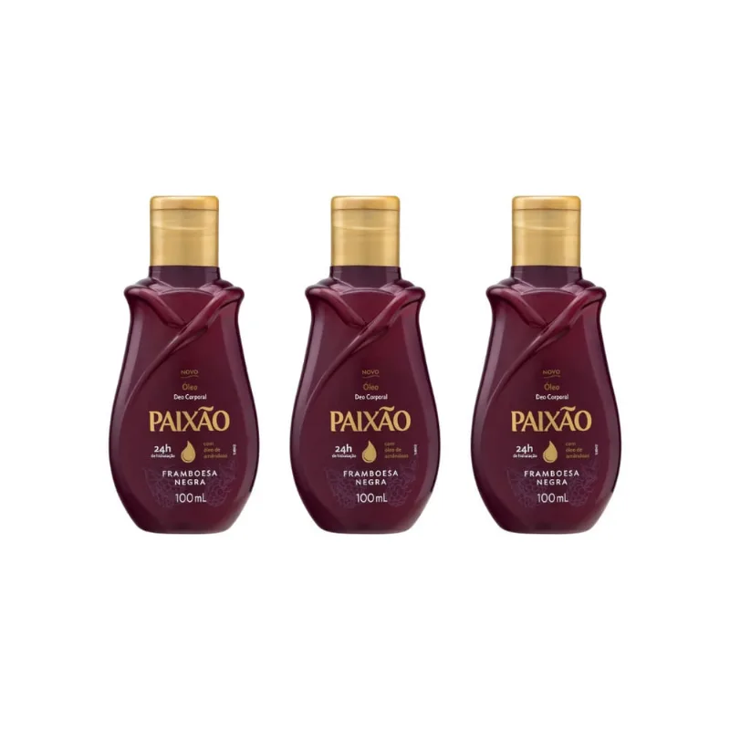 Oleo Corporal Paixao 100ml Framboesa Negra-Kit C/3un