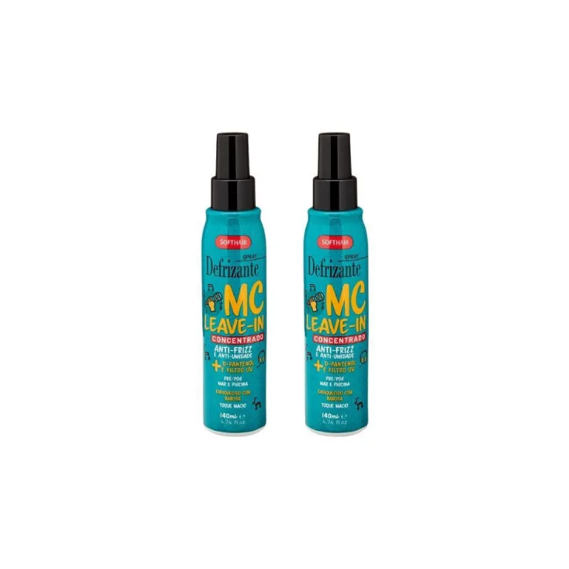 Defrizante Controle de Frizz 2x140ml Soft Hair Leave-In Spray Proteção Térmica Defrizante Soft Hair 140Ml Spray Mc Leave-In - Kit Com 2Un
