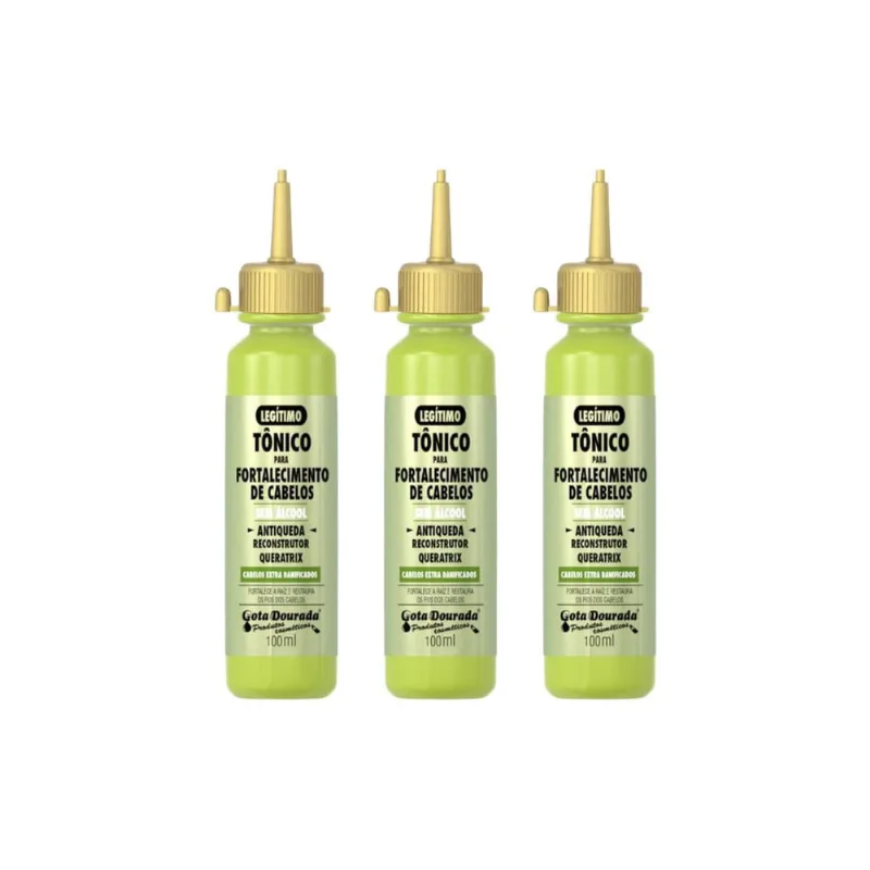 Tonico Capilar Gota Dourada 100ml Antiqueda - Kit c/ 3un