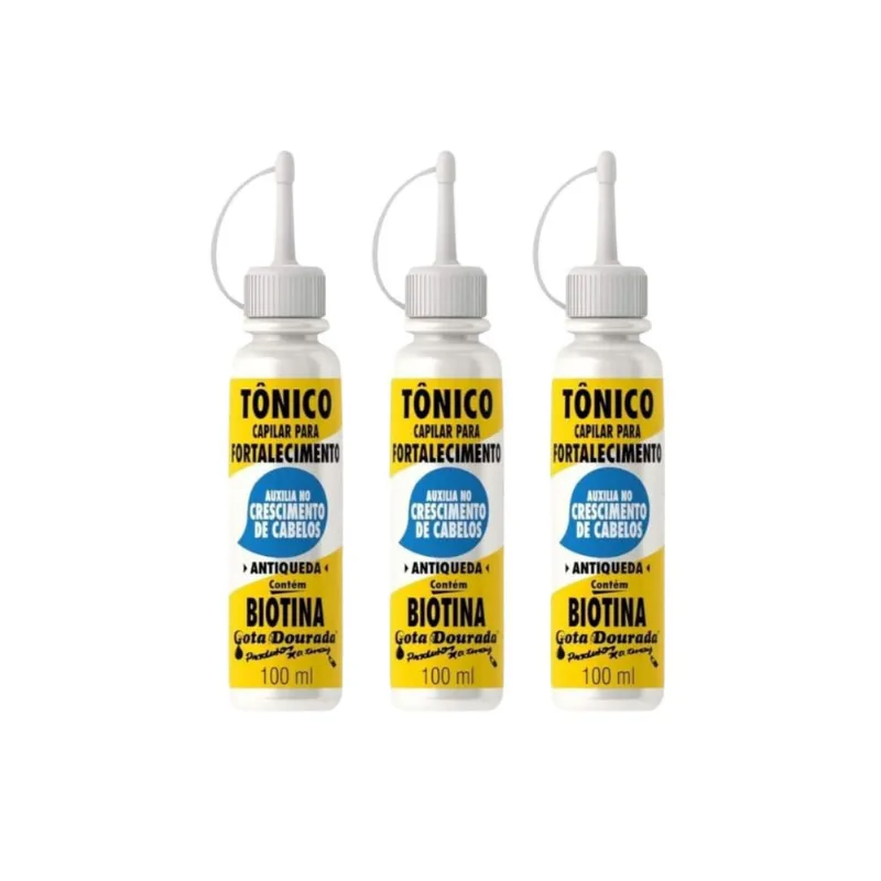 Tonico Capilar Gota Dourada 100ml Biotina - Kit c/ 3un