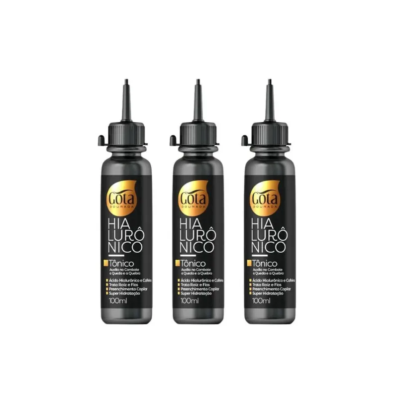Tonico Capilar Gota Dourada 100ml Hialuronico - Kit c/ 3un