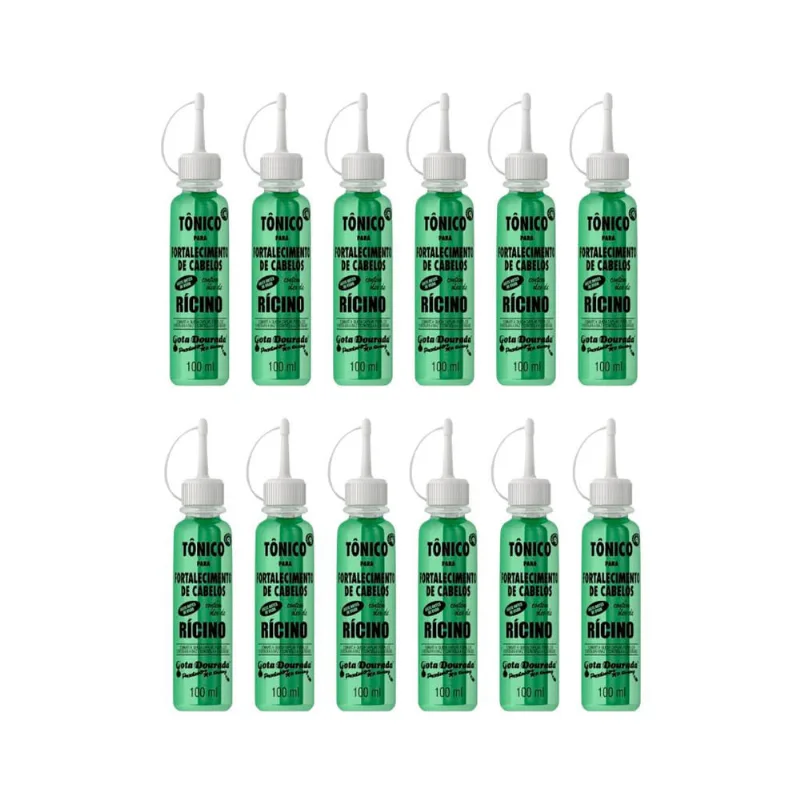 Tonico Capilar Gota Dourada 100ml Ricino - Kit c/ 12un
