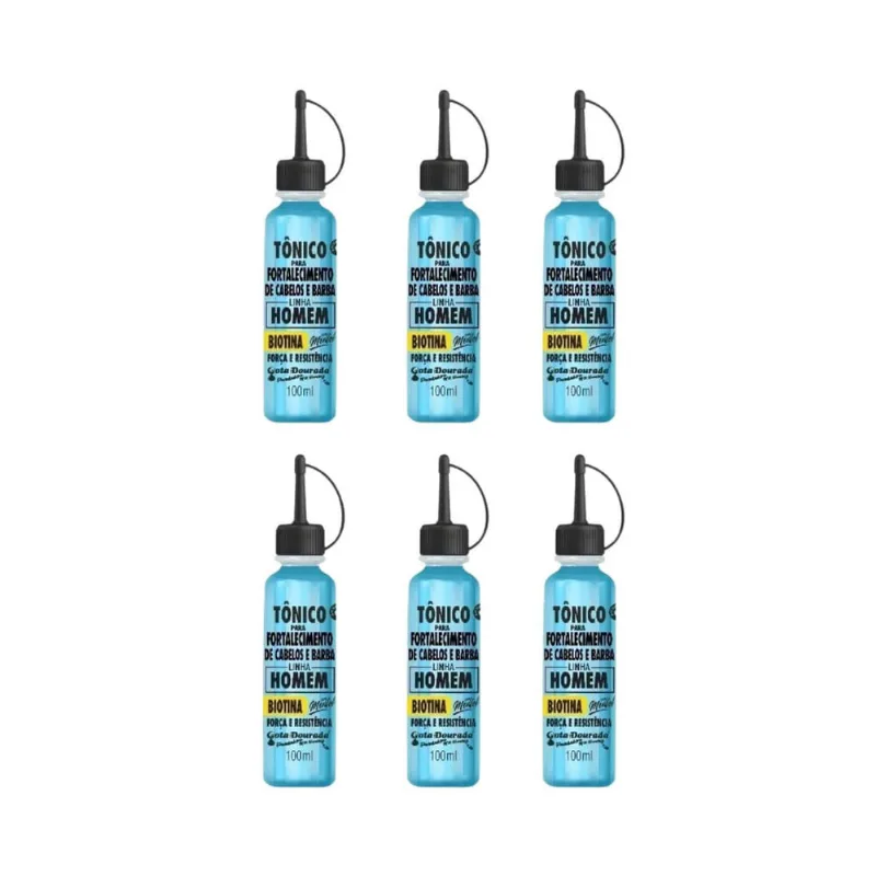 Tonico Gota Dourada 100ml Homem Cabelo + Barba - Kit C/6un