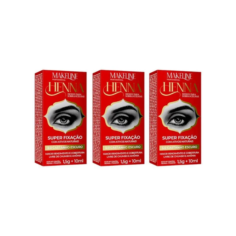 Henna Para Sobrancelhas Makeline 1,5G 3.0 Cast Escuro-3Un