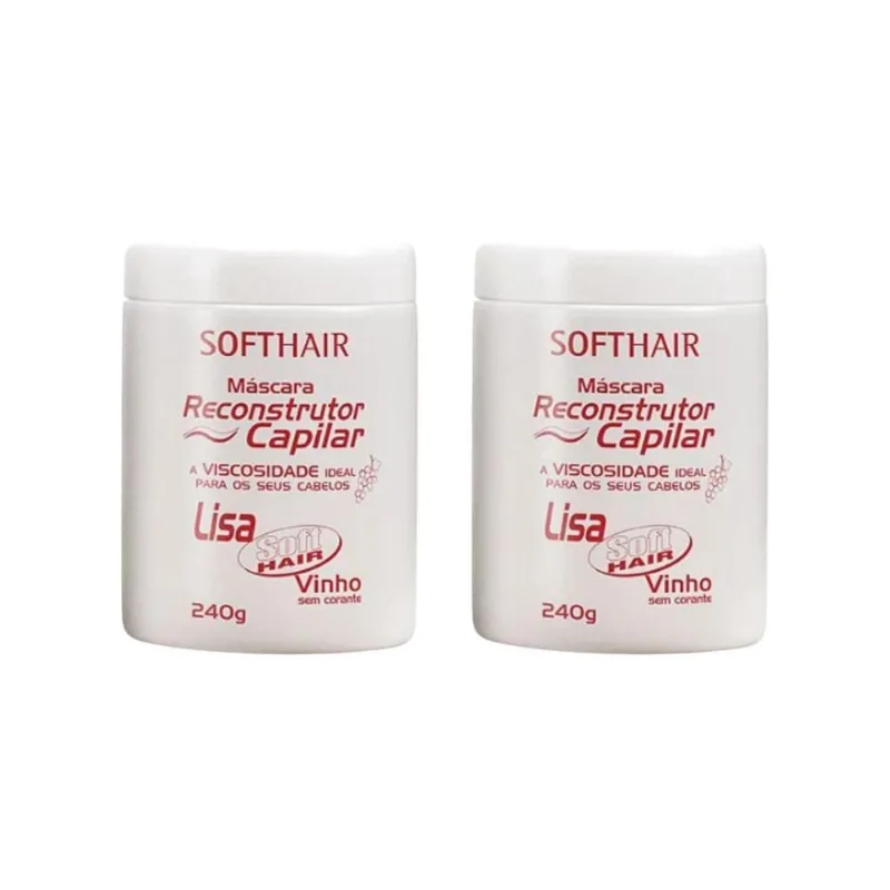 Mascara Soft Hair 240G Reconst Lisa Vinho - Kit Com 2Un