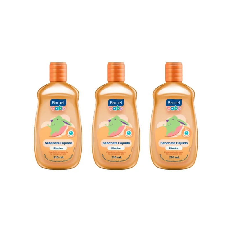 Sabonete Liquido Baruel Baby 210ml Glicerina-Kit C/3un