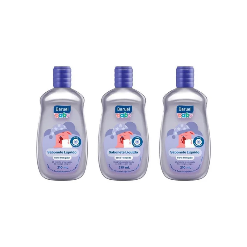 Sabonete Liquido Baruel Baby 210Ml Sono Tranquilo-Kit C/3Un