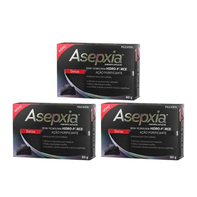 Sabonete Asepxia 80G Carvao - Kit Com 3Un