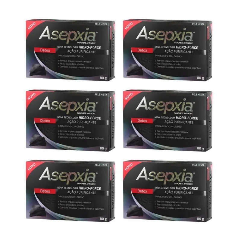 Sabonete Asepxia 80G Carvao - Kit Com 6Un