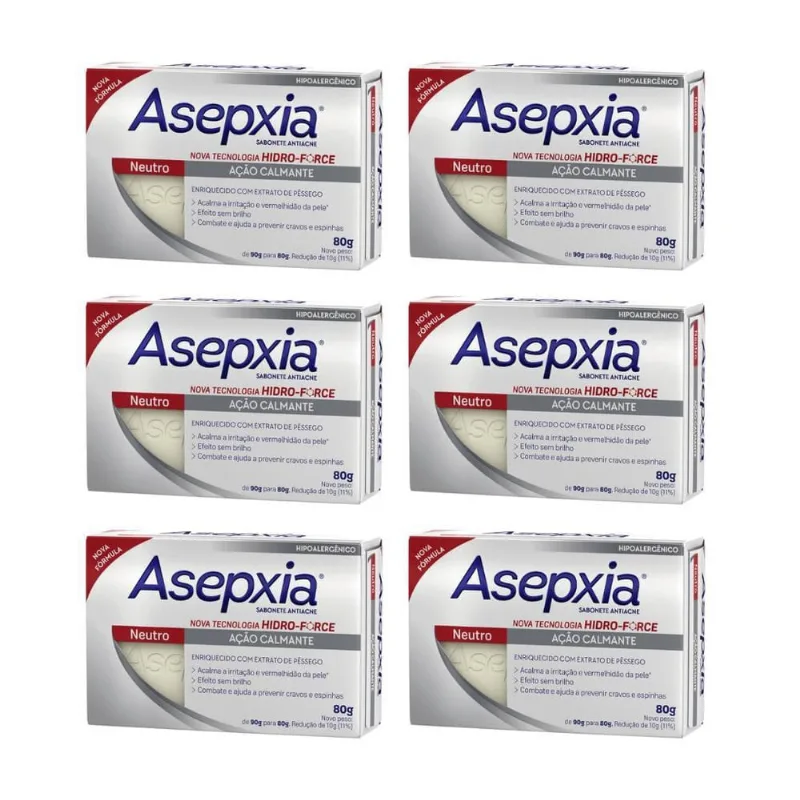 Sabonete Asepxia 80G Neutro - Kit Com 6Un