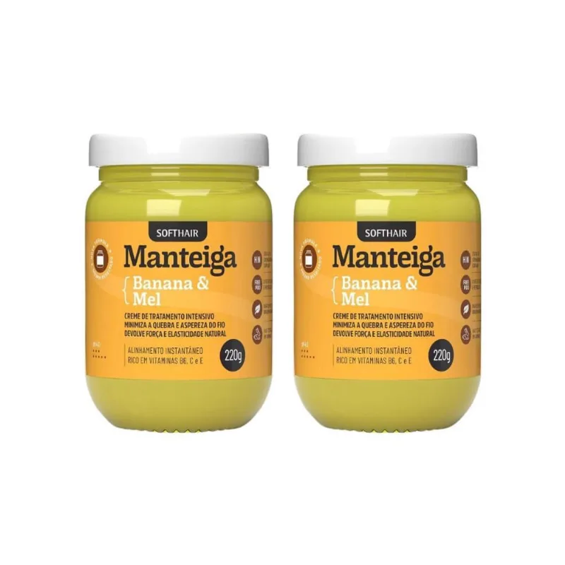 Creme De Tratamento Capilar Soft Hair 220G Banana/Mel - 2Un