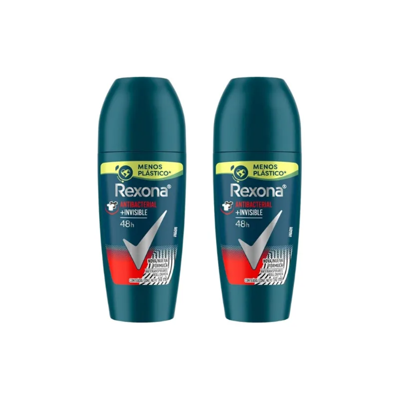 Desodorante Roll-on Rexona 50ml Masc Antibact Invisible-2un