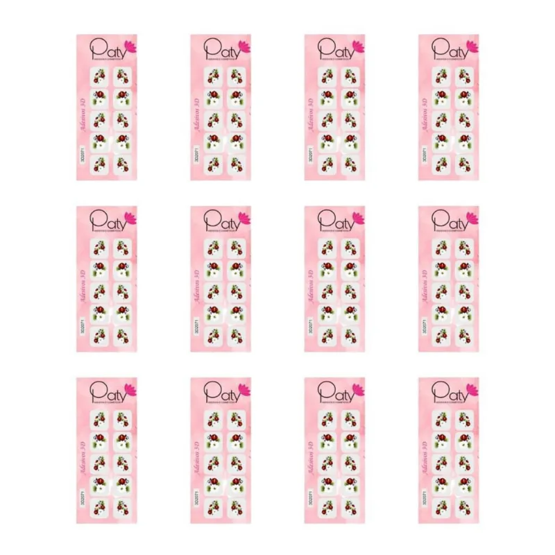 Adesivo Para Unhas 3D Paty - Kit Com 12Un