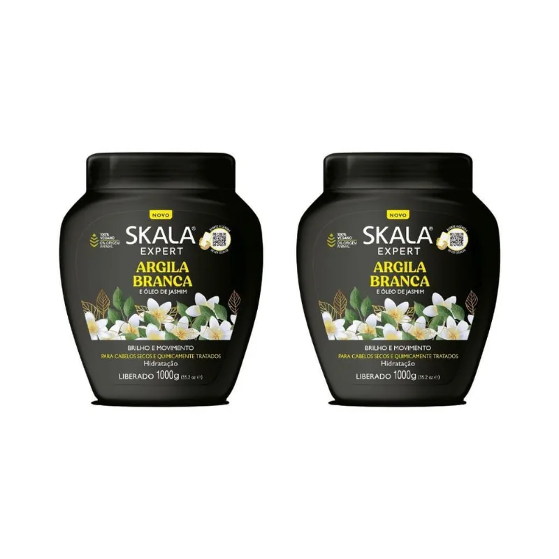 Creme Skala 1Kg Argila Branca-Kit C/2Un