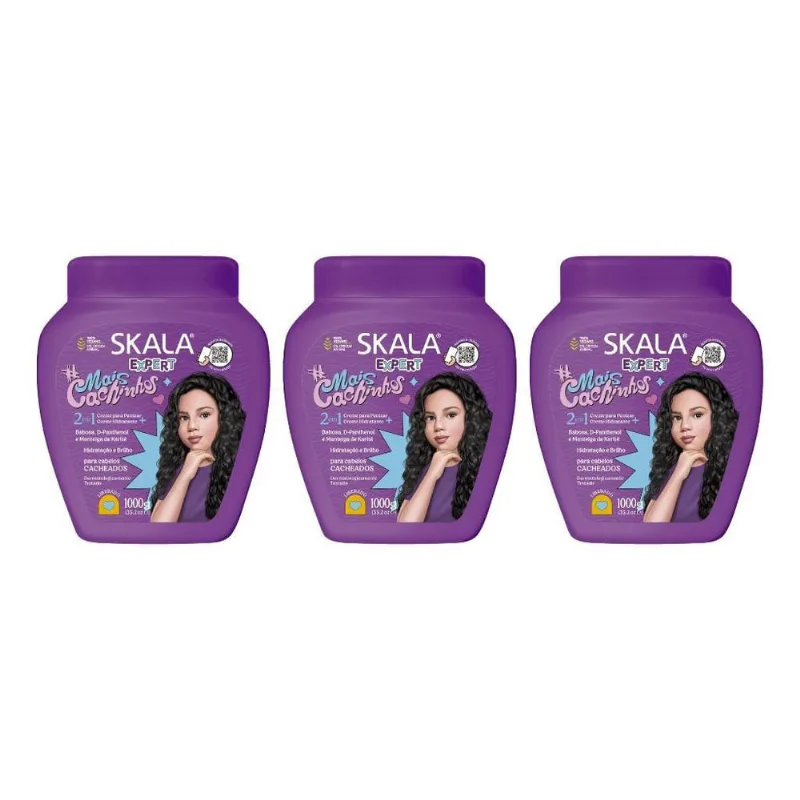 Creme Skala 1Kg Mais Cachinhos-Kit C/3Un
