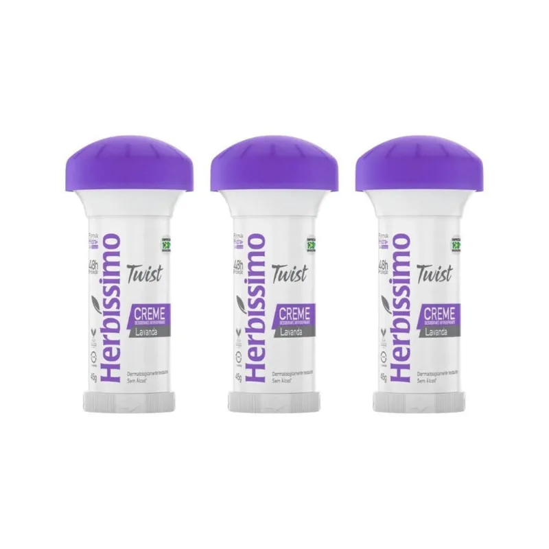 Desodorante Herbissimo Stick Creme Lavanda 45G - Kit Com 3Un